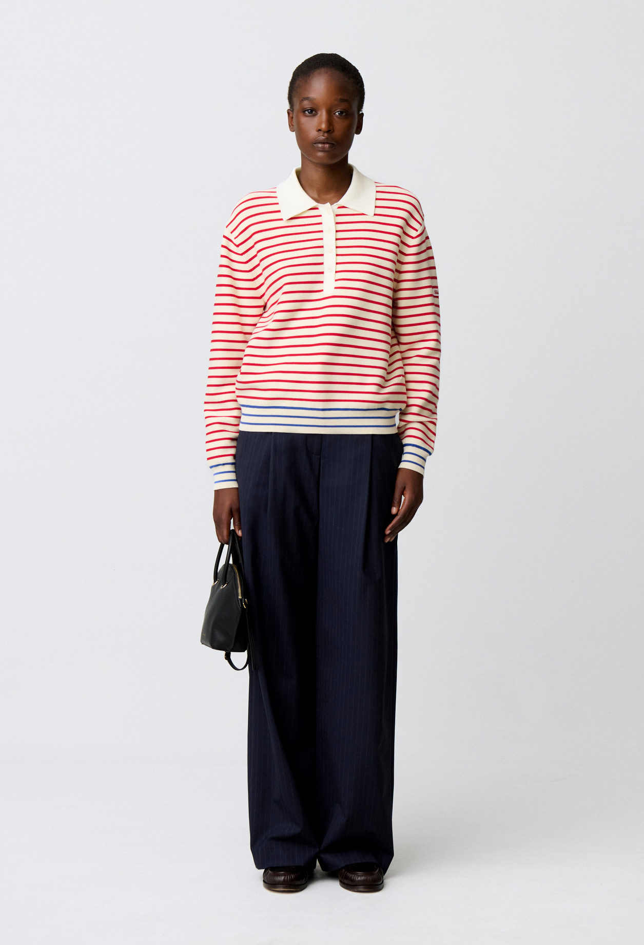 Gestreifter Pullover, Polo-Kragen Damen - Mehrfarbig - Claudie Pierlot