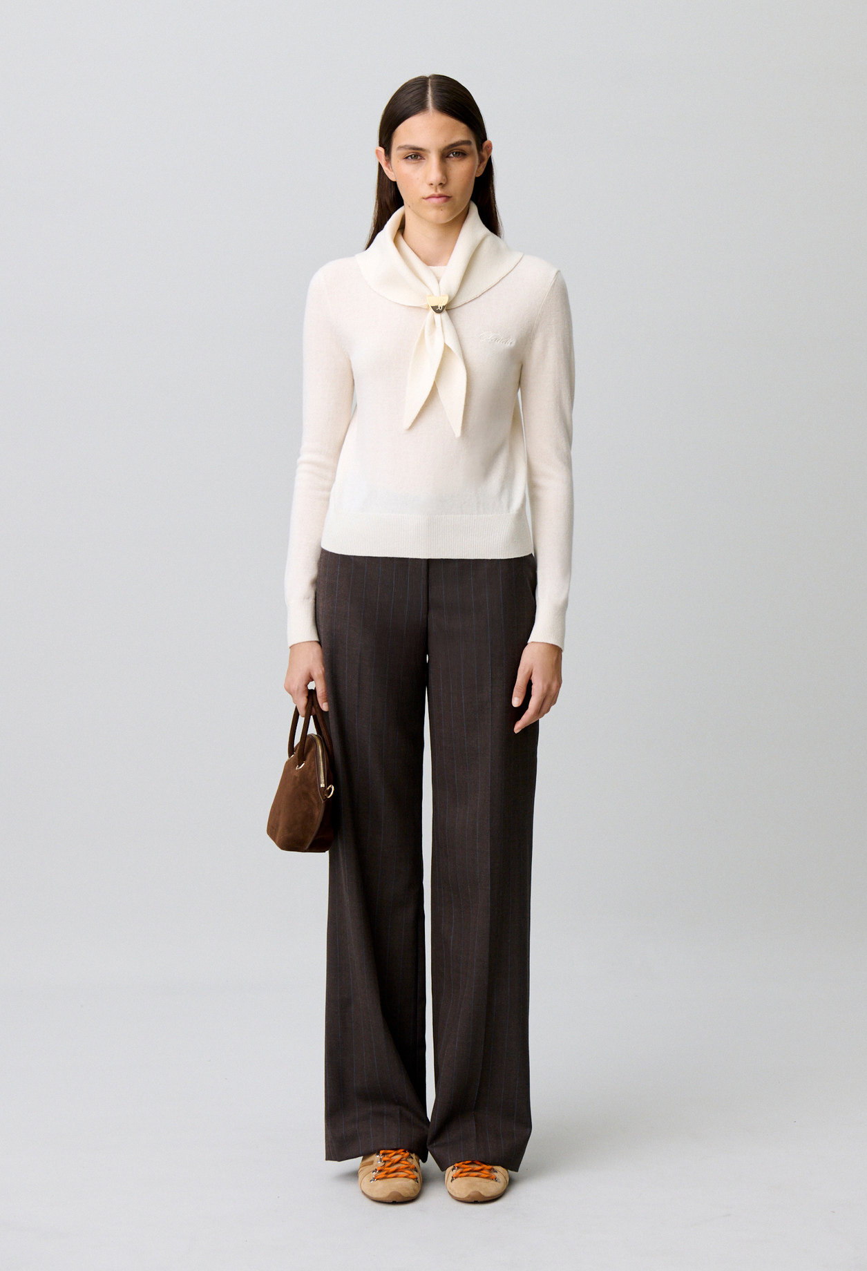 Strickpullover, abnehmbares Tuch Damen - Cremefarbene - Claudie Pierlot