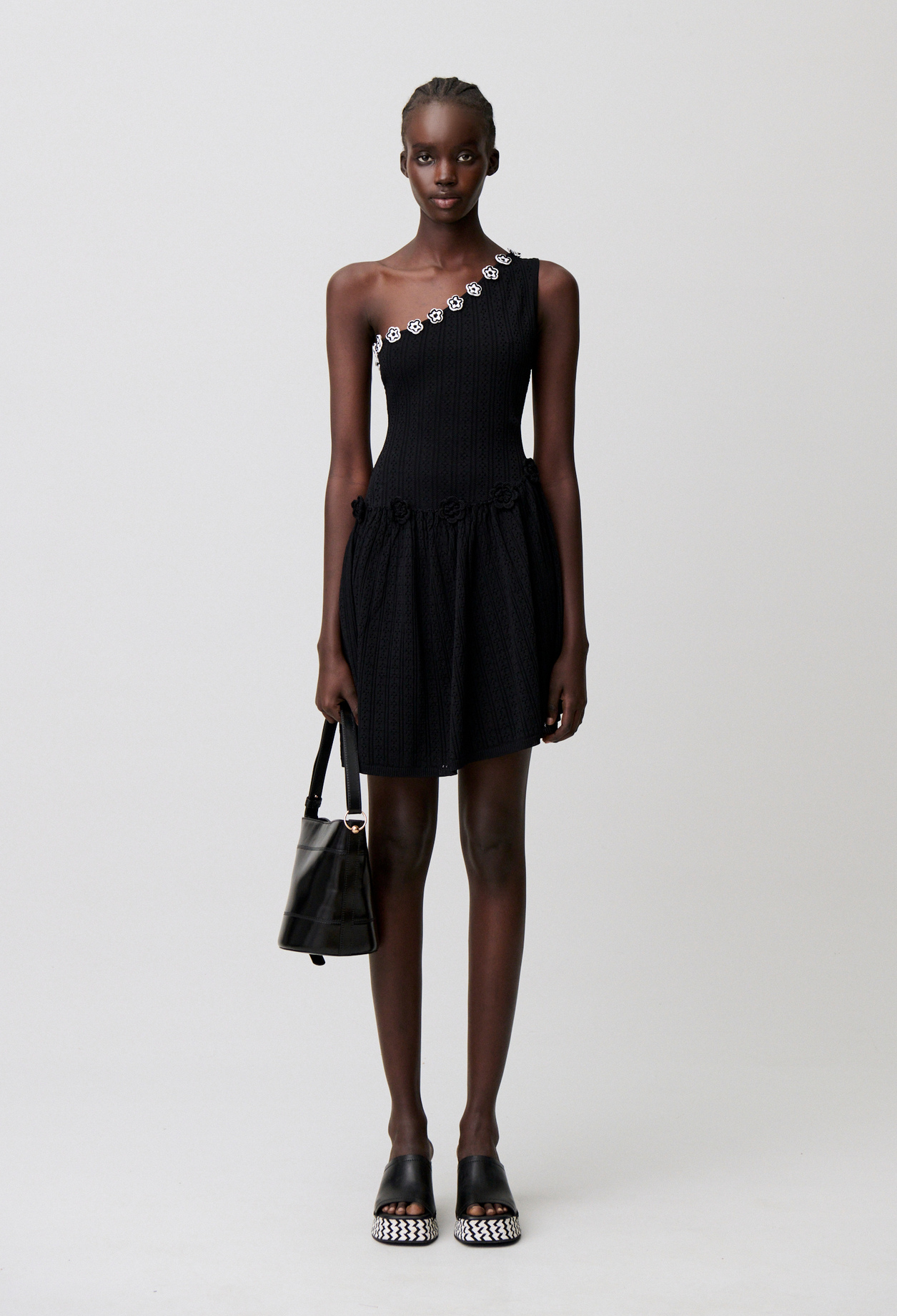 Strickkleid mit Häkelblumen Damen - Zweifarbig - Claudie Pierlot