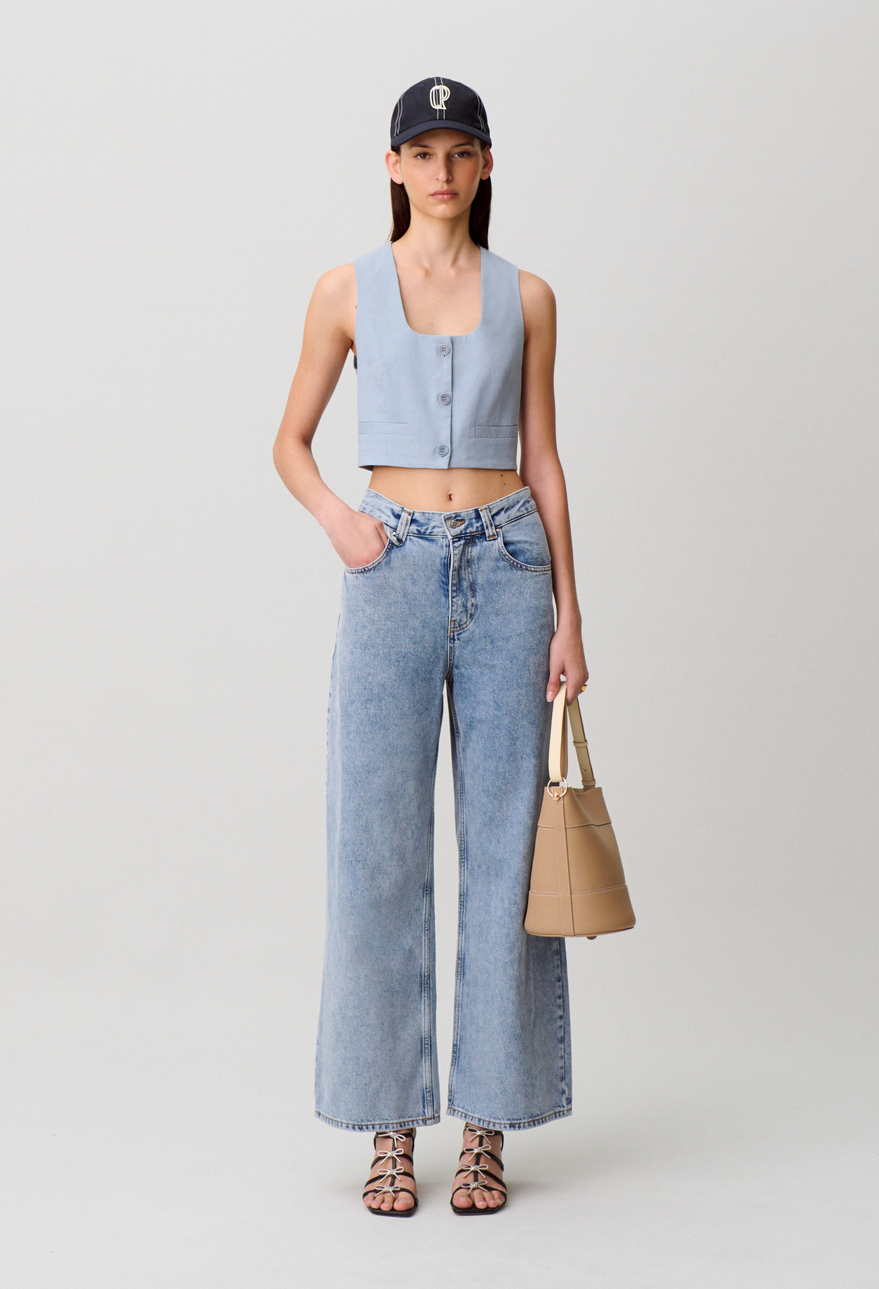 Taillierter Leinenblazer Damen - Blau Grau - Claudie Pierlot