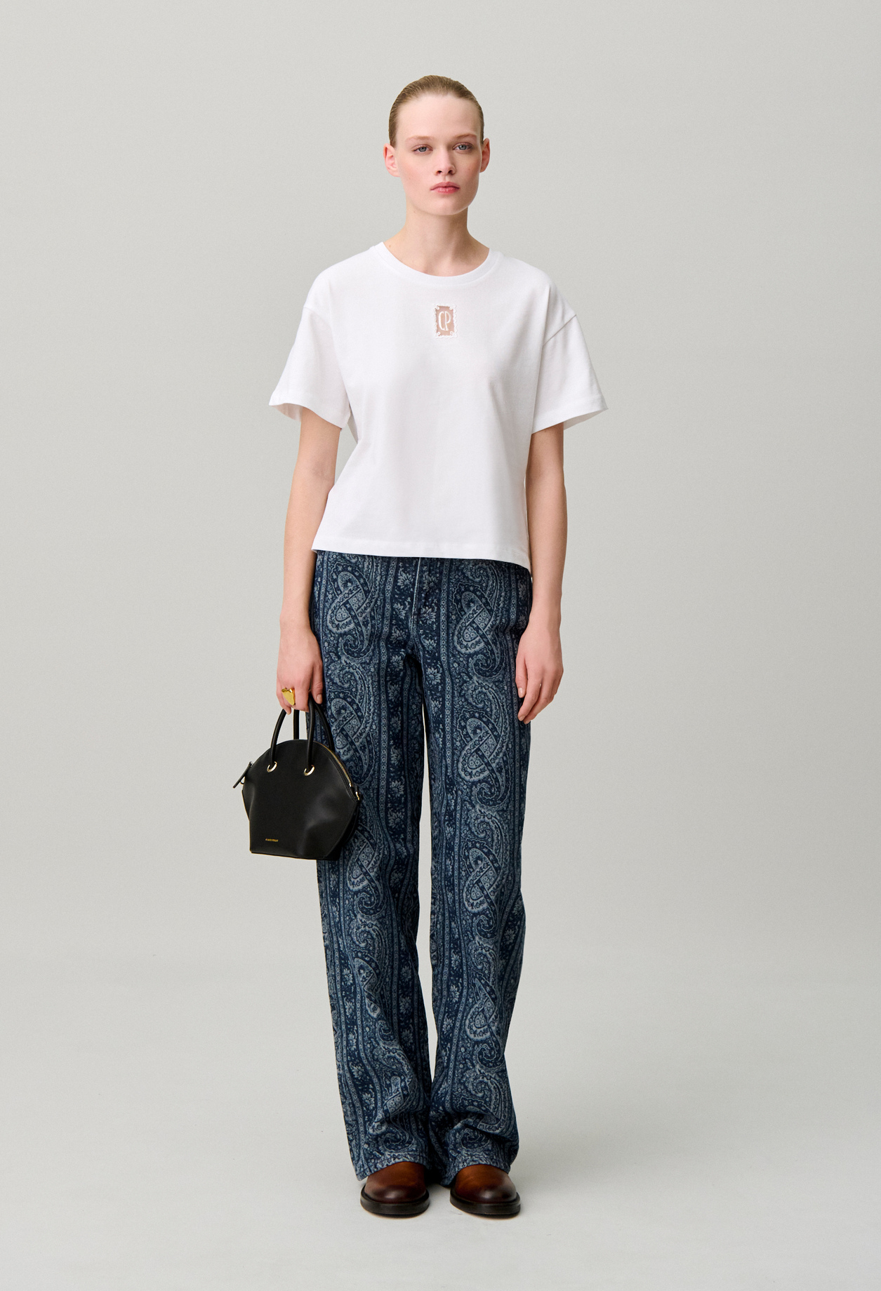 Weites Baumwoll-T-Shirt, kurz Damen - Cremefarbene - Claudie Pierlot