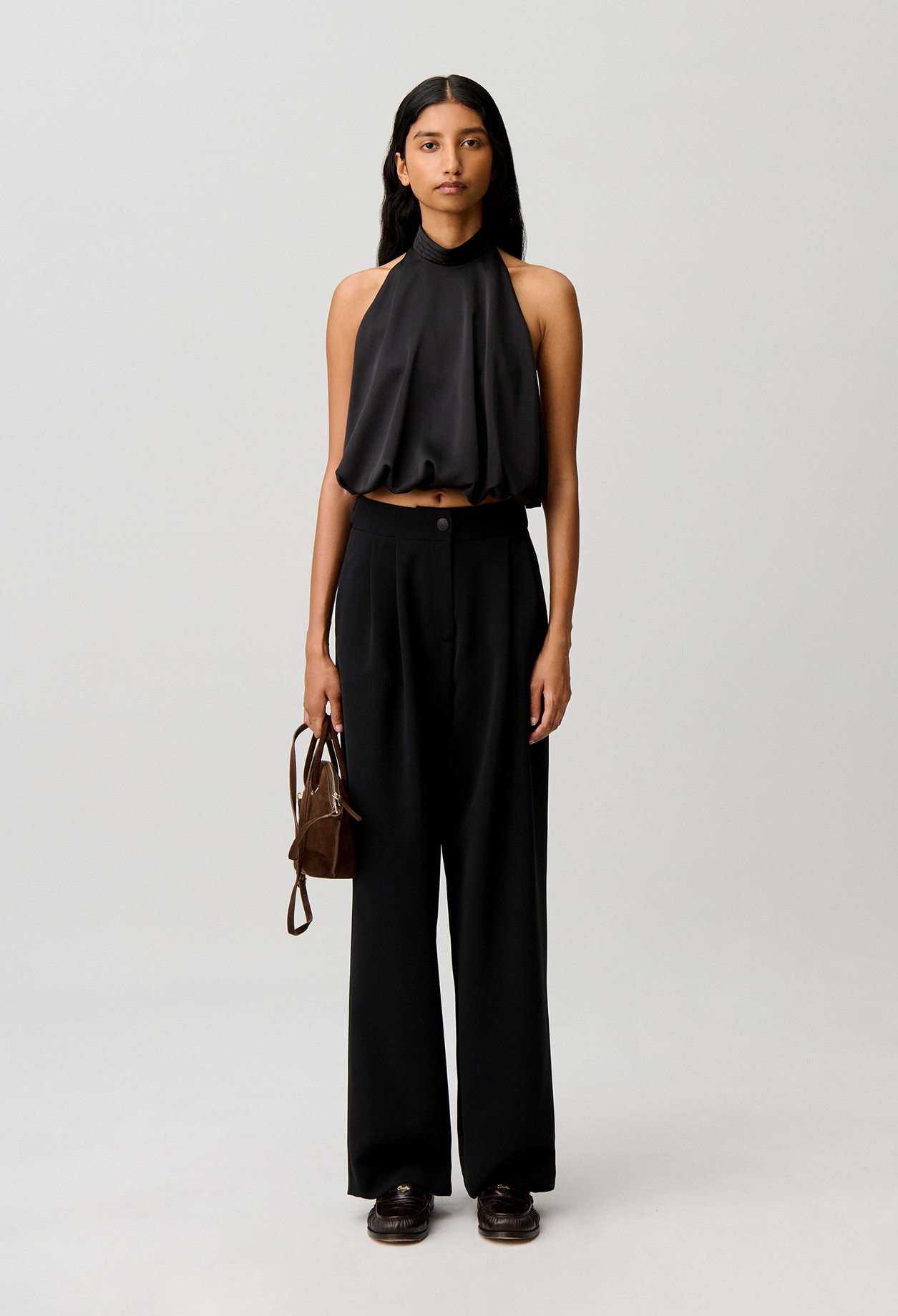 Rückenfreies Satin-Top Boule-Optik Damen - Schwarz - Claudie Pierlot