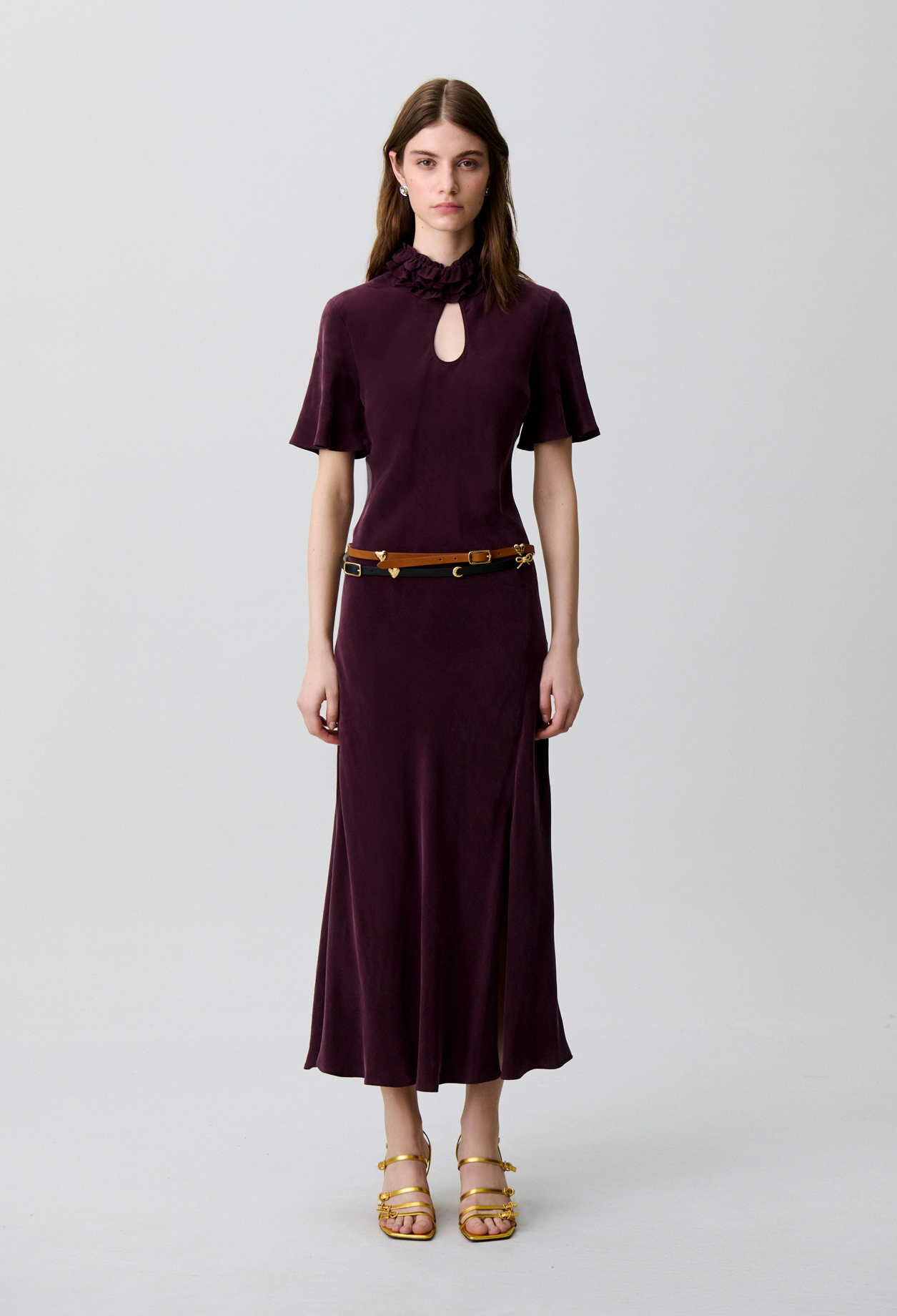 Fließendes Midikleid Damen - Dark dahlia - Claudie Pierlot