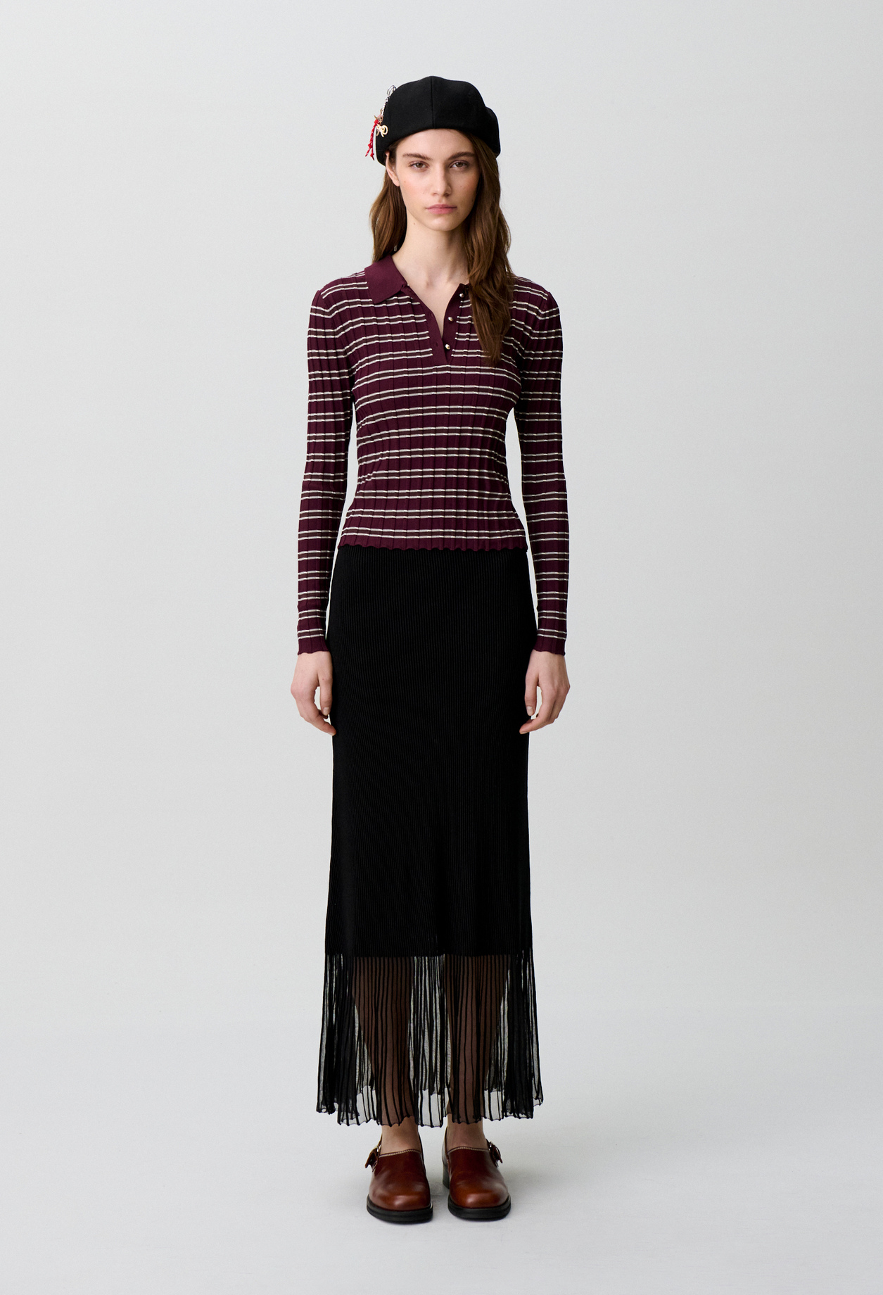 Langer Strickrock Damen - Schwarz - Claudie Pierlot
