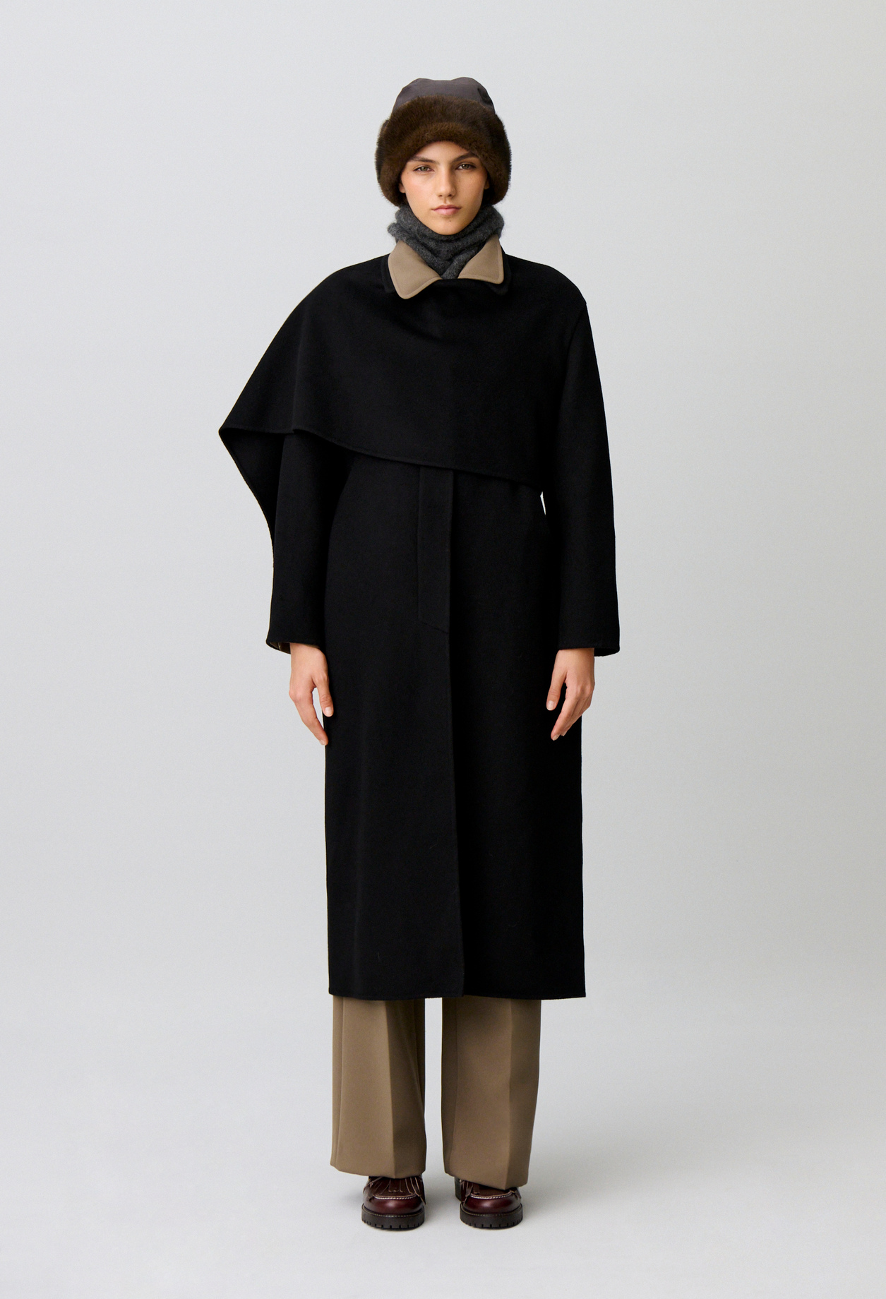 Langer drapierter Mantel Damen - Schwarz - Claudie Pierlot