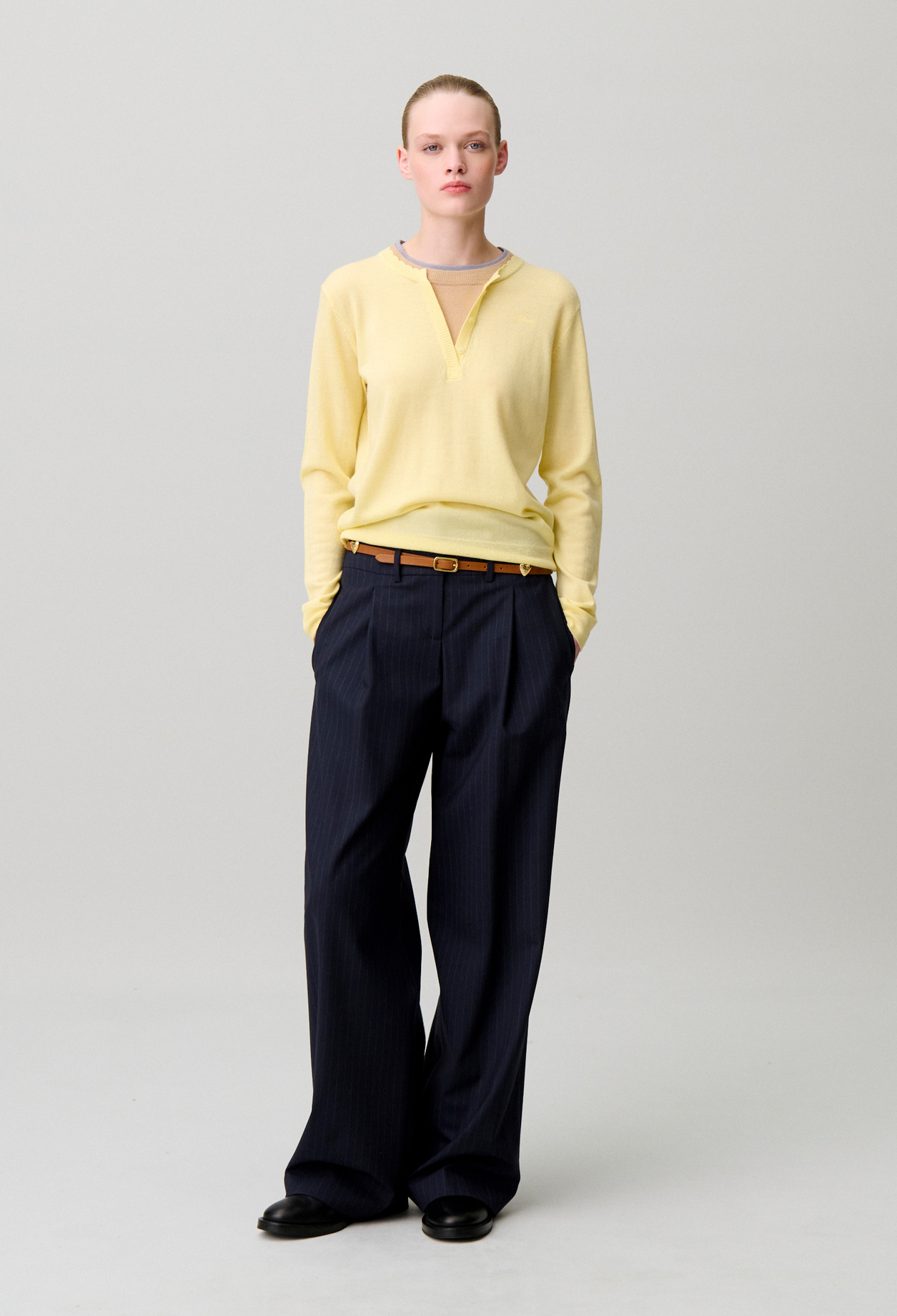 Wollpullover mit Lagenkragen Damen - Gelb layette - Claudie Pierlot