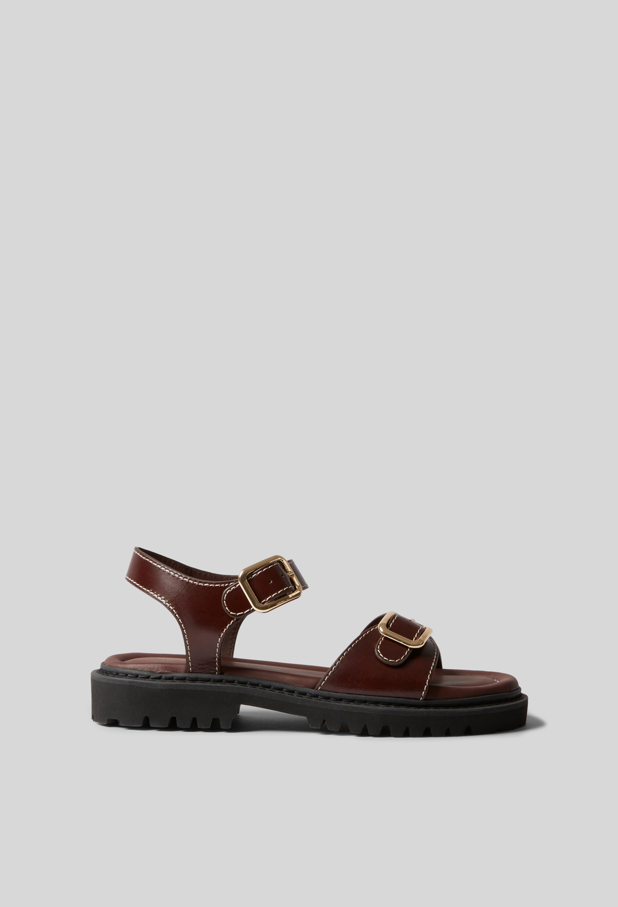 Leder-Sandalen mit Schnallen Damen - Schokolade - Claudie Pierlot