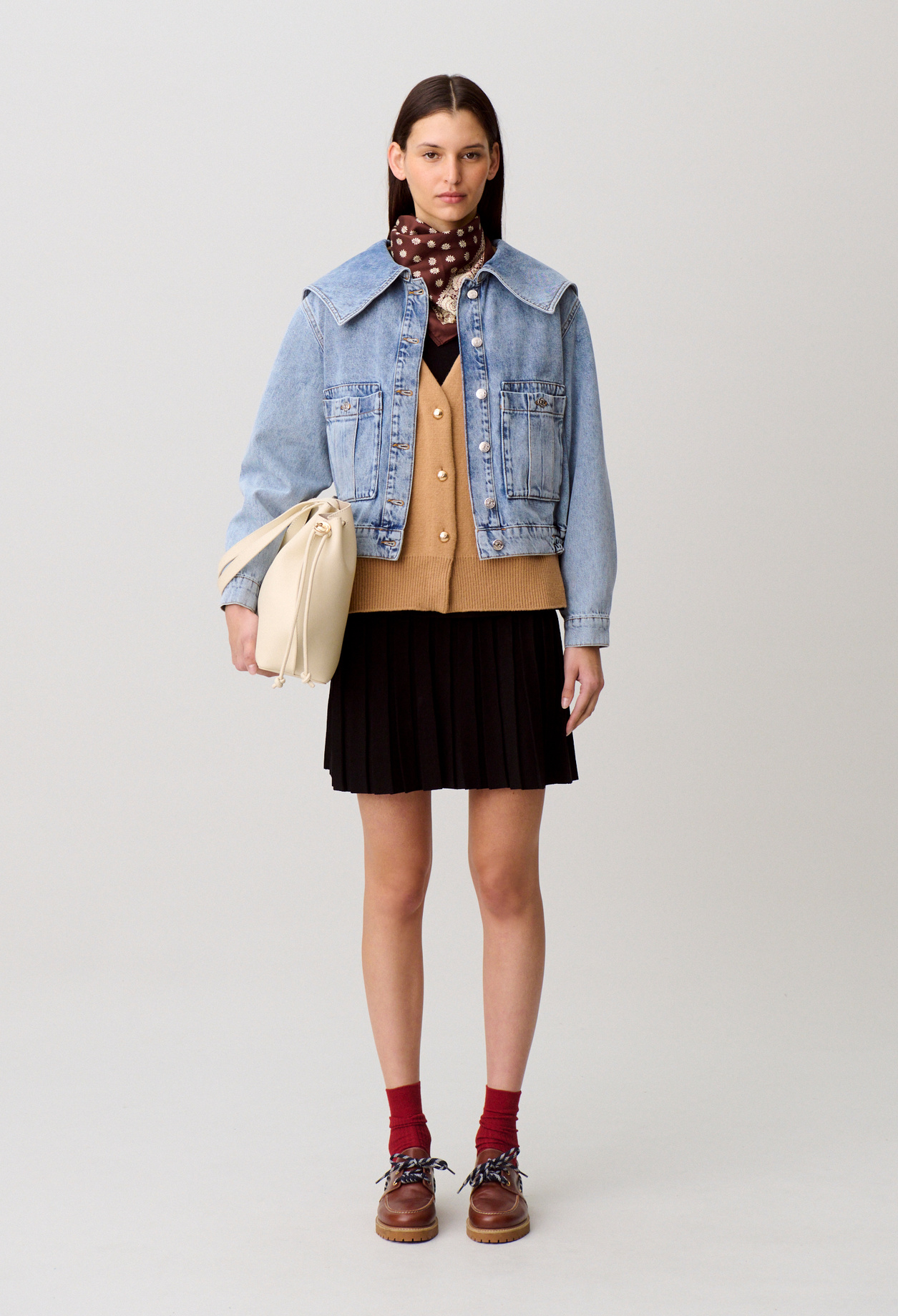 Jeansjacke mit Kontrastnähten Damen - Denim-blue - Claudie Pierlot