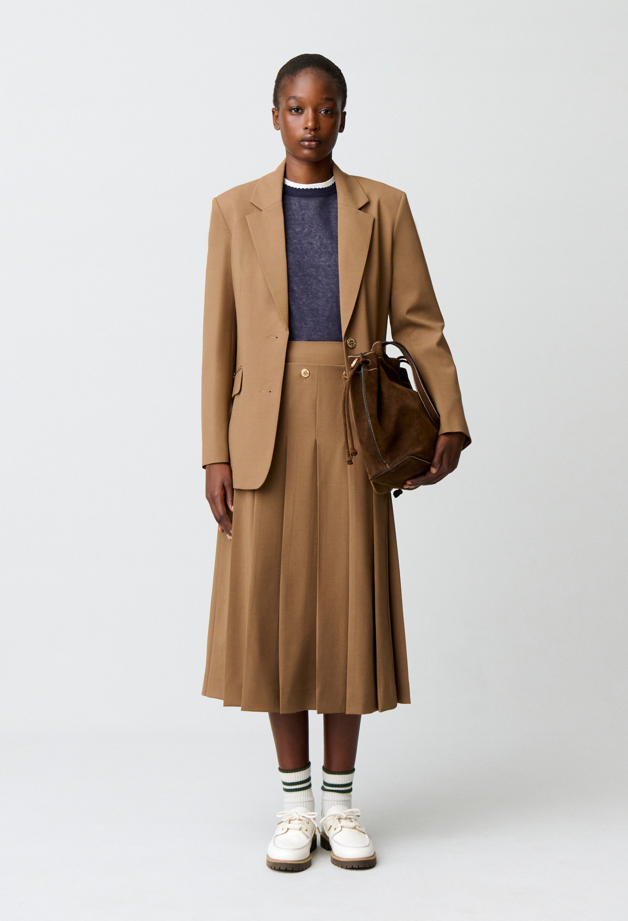 Plissierter Midirock Damen - Kamel - Claudie Pierlot