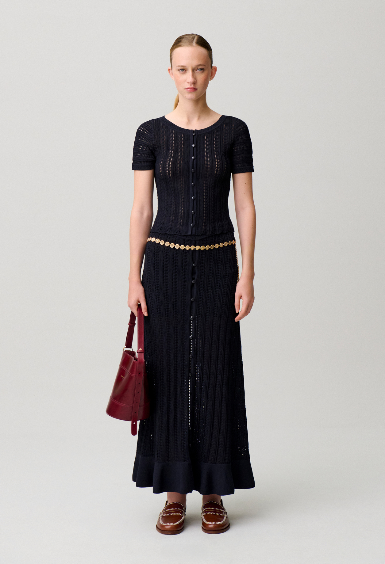 Kurzärmeliges Häkeltop Damen - Marineblaue - Claudie Pierlot