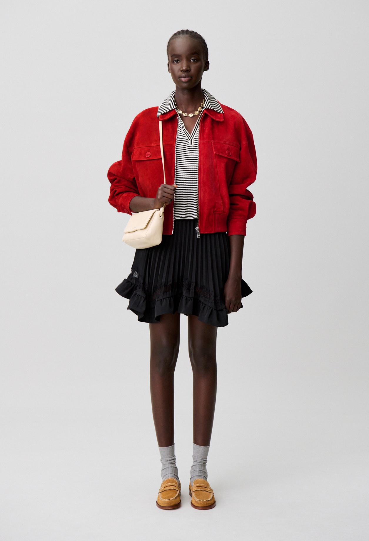 Veloursleder-Blouson, rot Damen - Rot - Claudie Pierlot