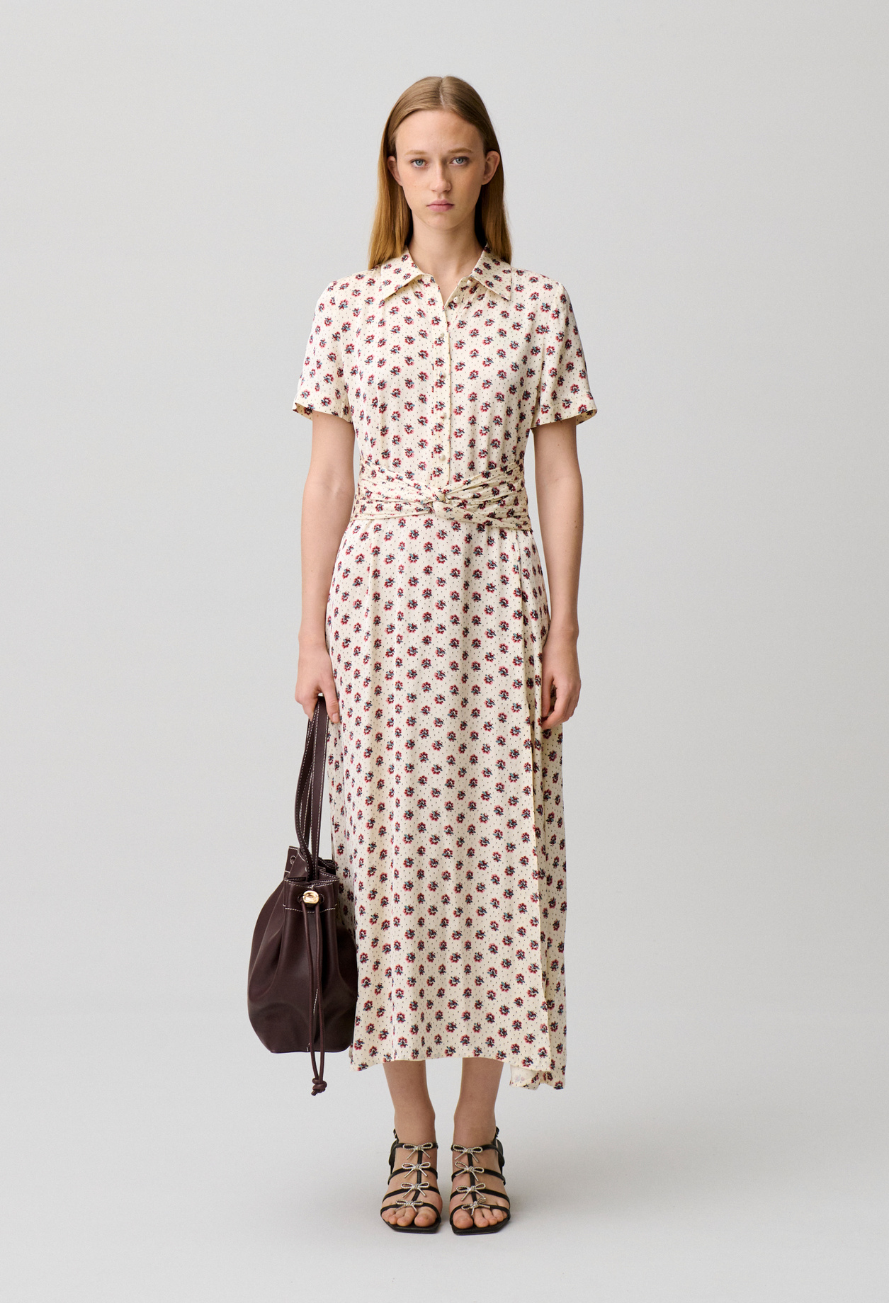Geblümtes Satinkleid Damen - Heller print - Claudie Pierlot