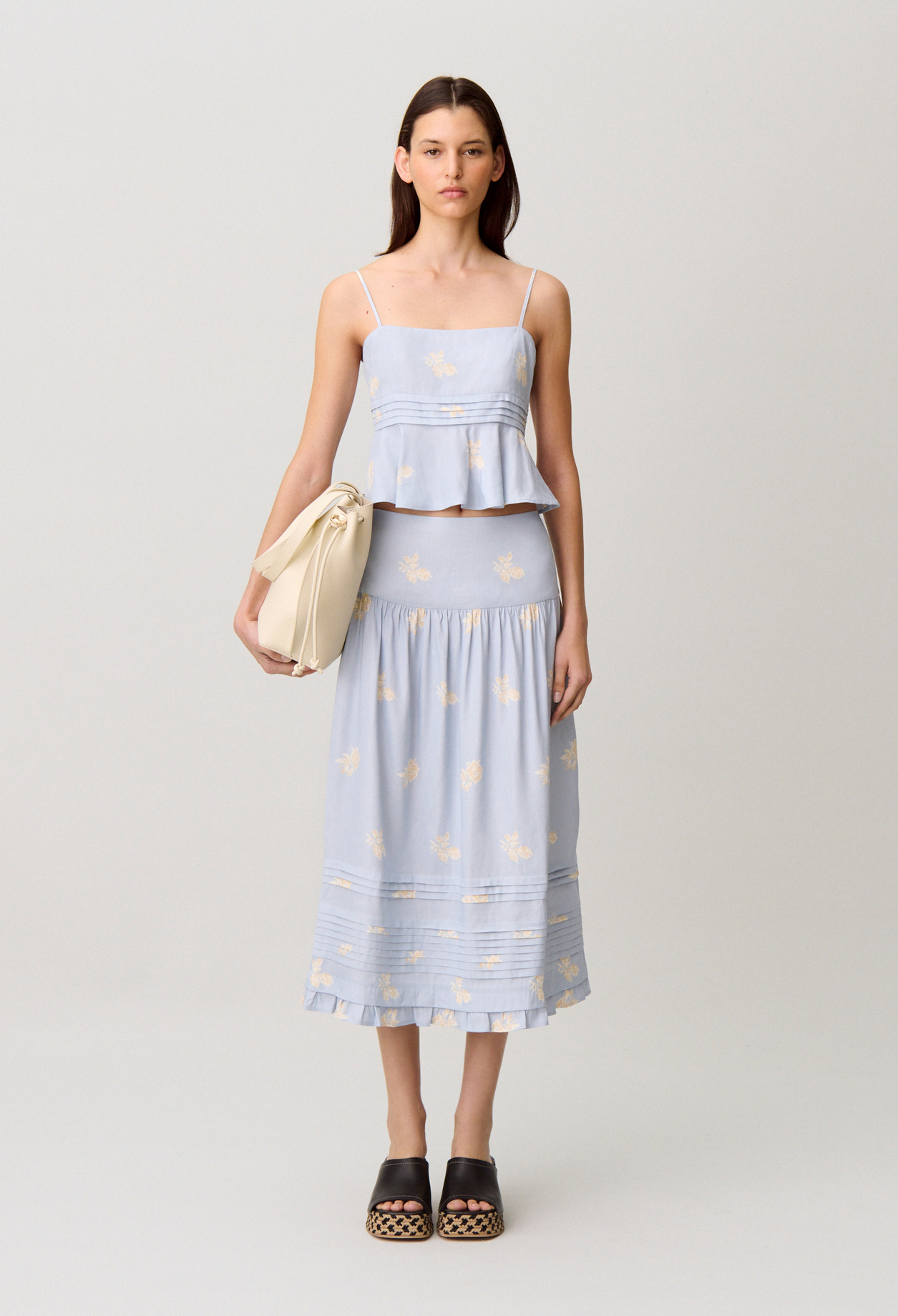 Midi-Rock mit Blumenmuster Damen - Heller print - Claudie Pierlot