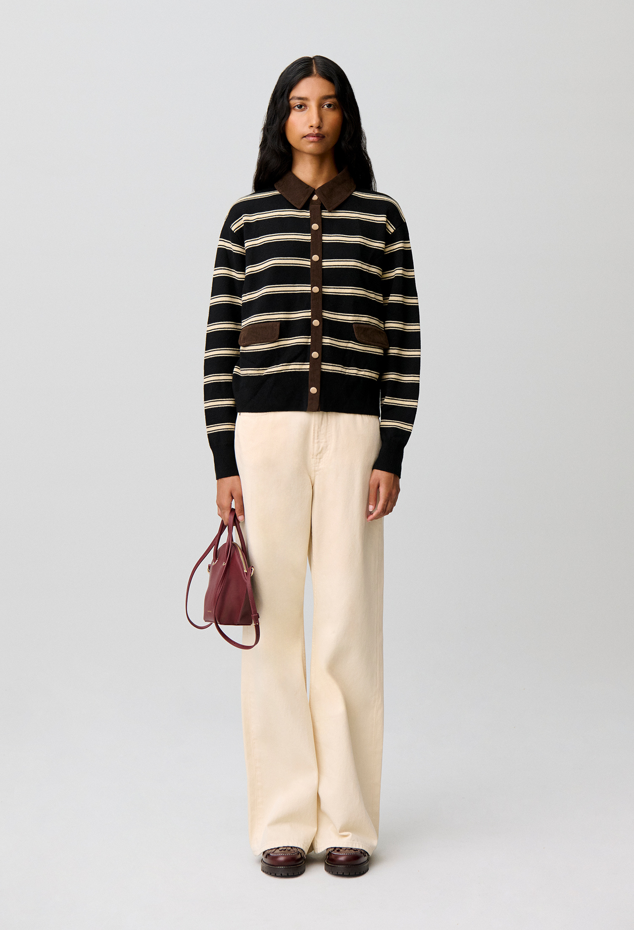 Gestreifter Cardigan Damen - Schwarz - Claudie Pierlot
