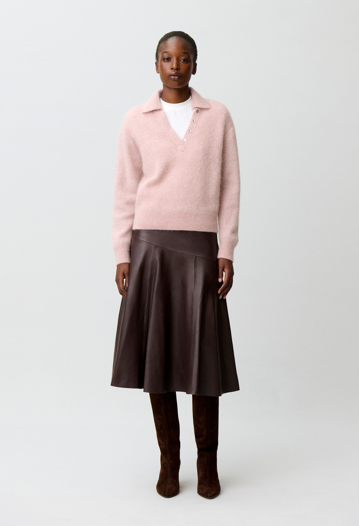 Lässiger Flauschstrick-Pullover Damen - Blass-rosa - Claudie Pierlot