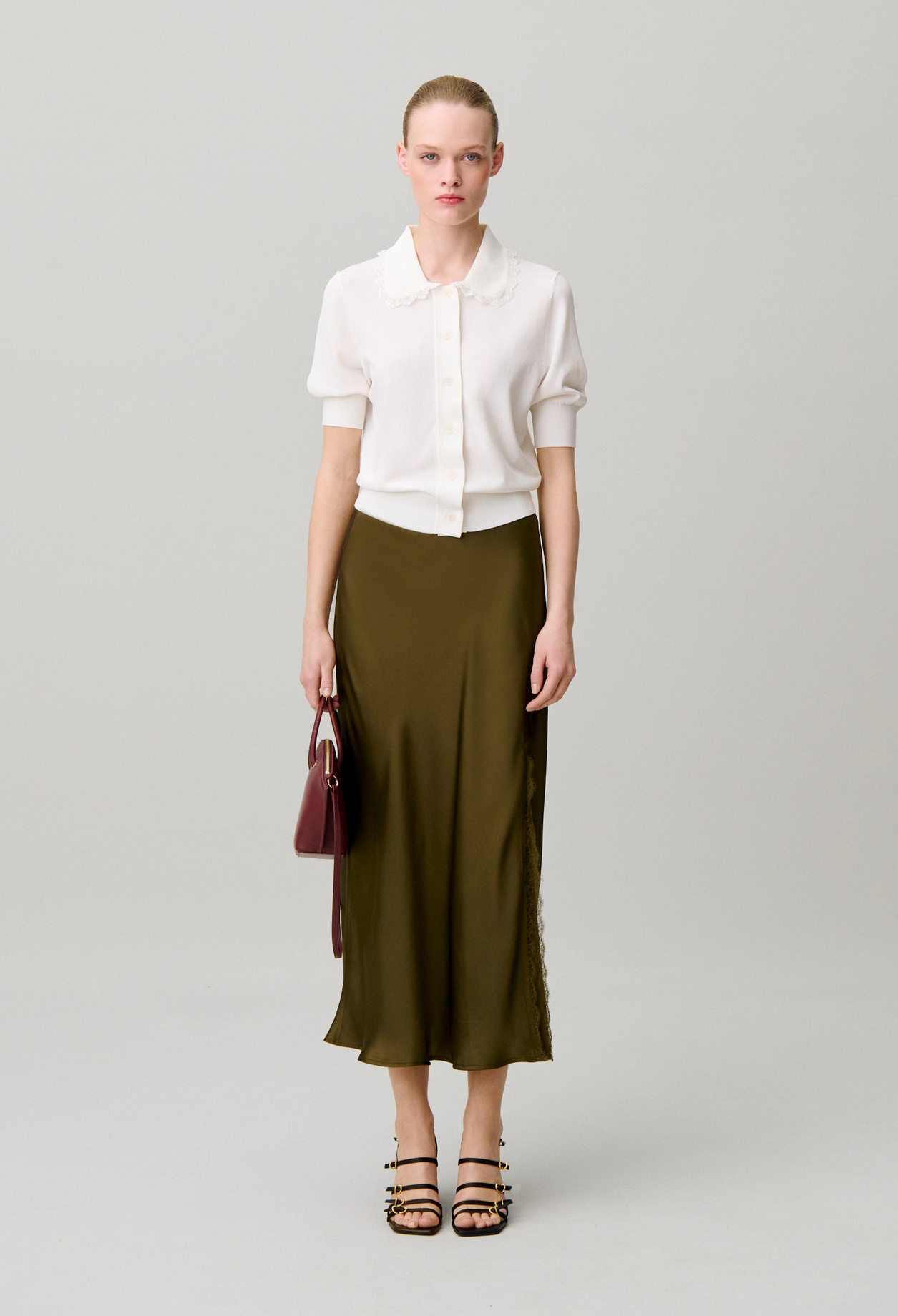 Satinrock mit Spitze Damen - Bronze - Claudie Pierlot
