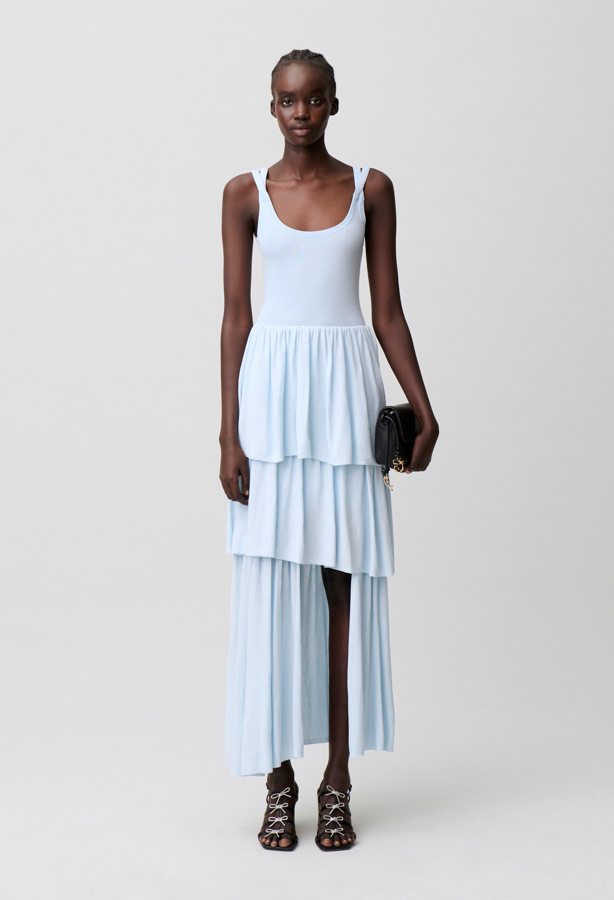 Langes Strickkleid Damen - Weißer hintergrund/blauer streifen - Claudie Pierlot