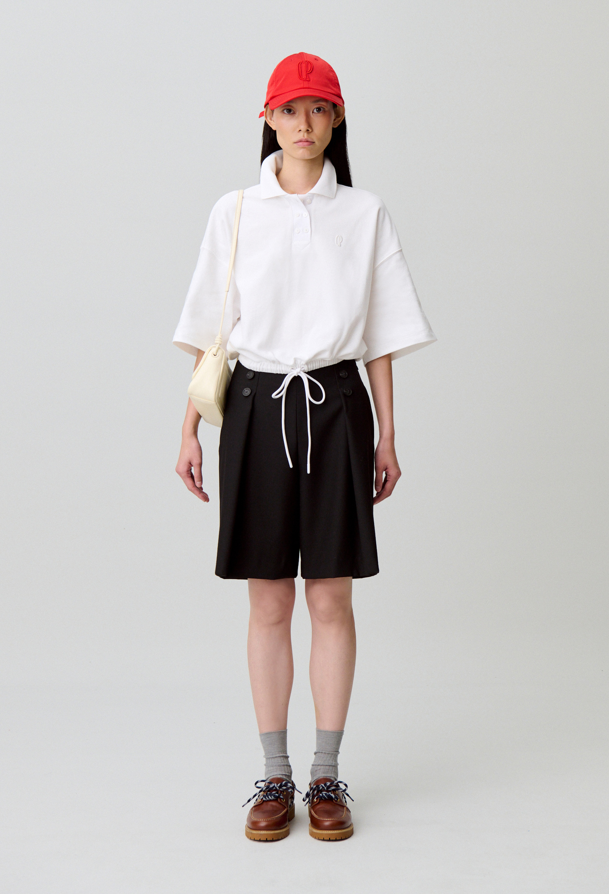 Baumwoll-T-Shirt mit Polokragen Damen - Cremefarbene - Claudie Pierlot