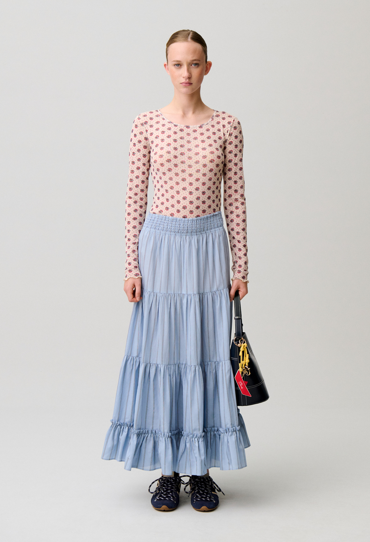 Langer gestreifter Rock Damen - Zweifarbig - Claudie Pierlot