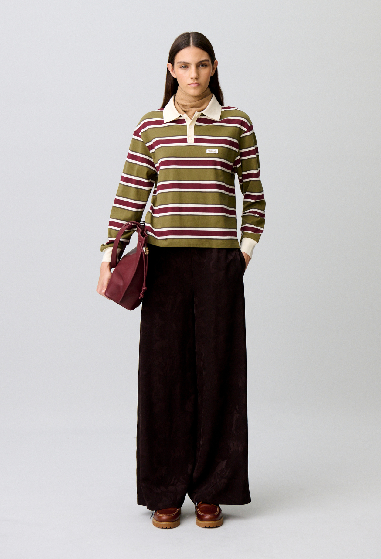 Weite florale Jacquard-Hose Damen - Marron fonce - Claudie Pierlot