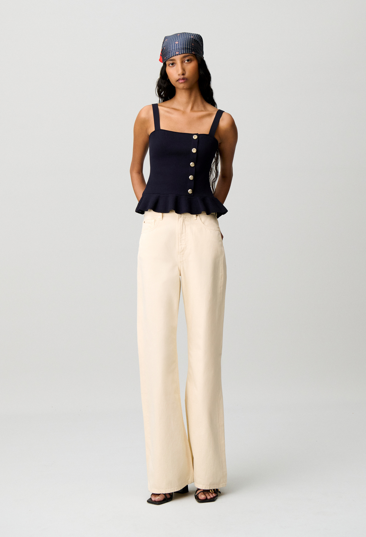 Stricktop mit Volant Damen - Marineblaue - Claudie Pierlot