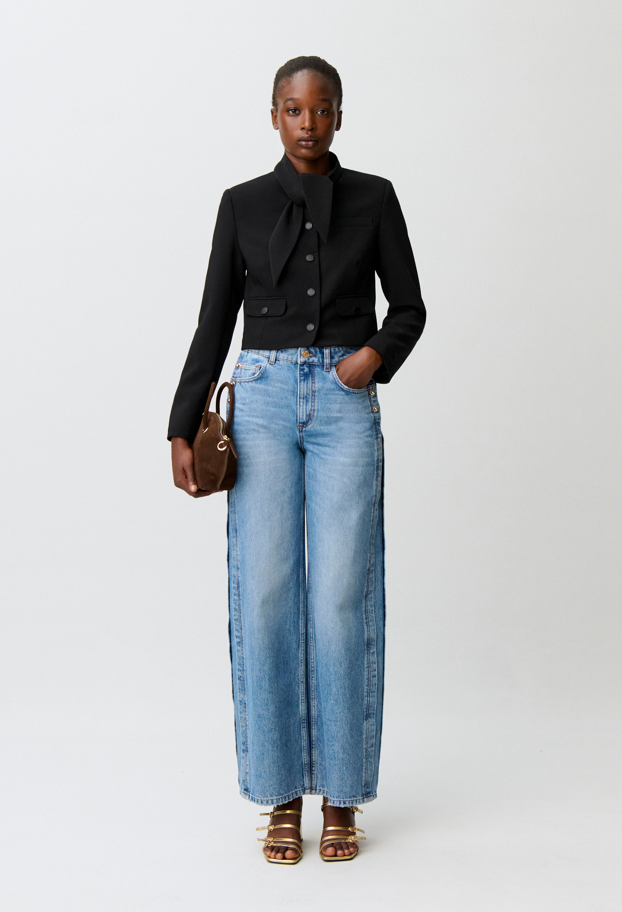 Jacke mit abnehmbarem Schalkragen Damen - Schwarz - Claudie Pierlot