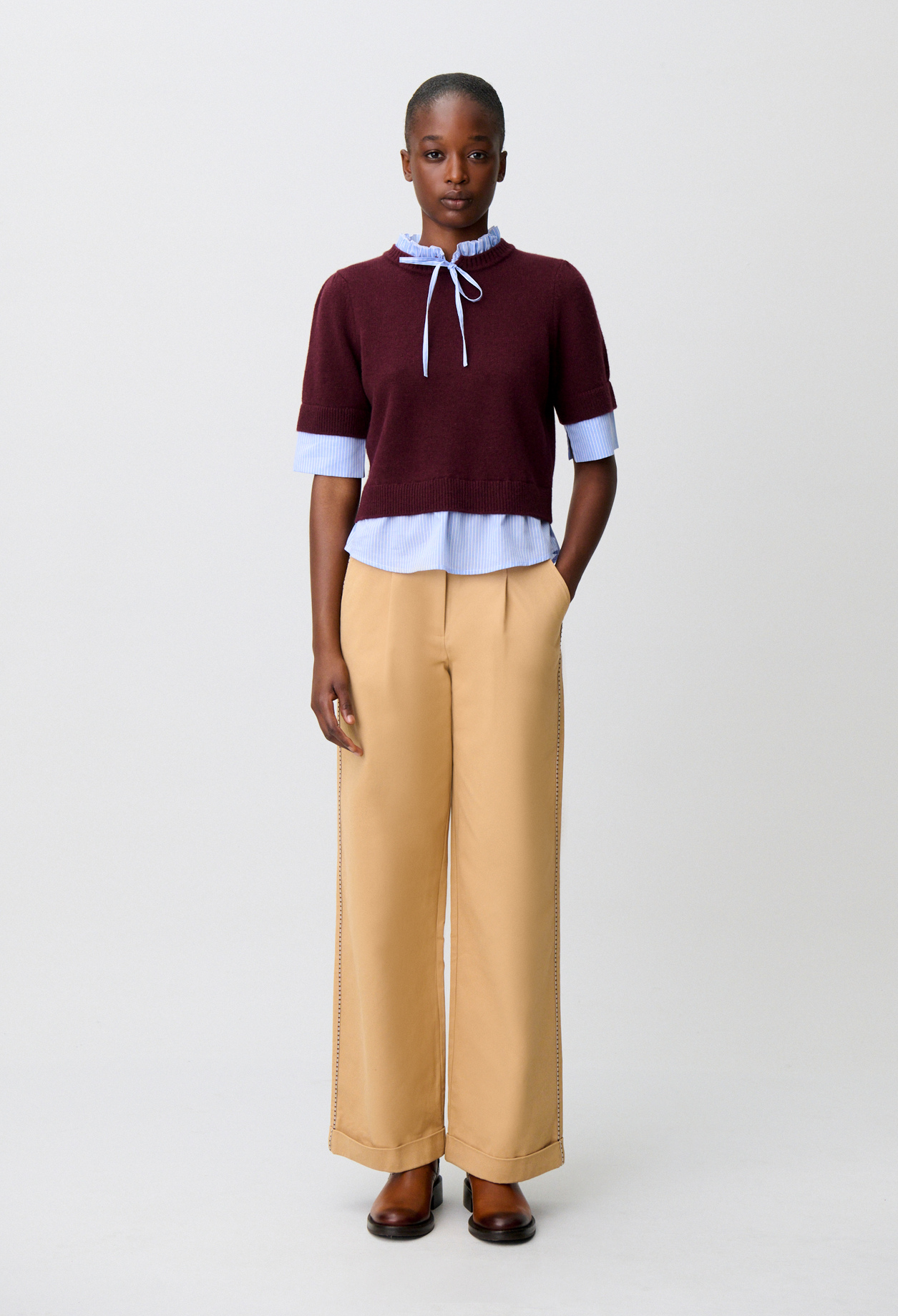 Gestreifter Wollpullover Damen - Aubergine - Claudie Pierlot