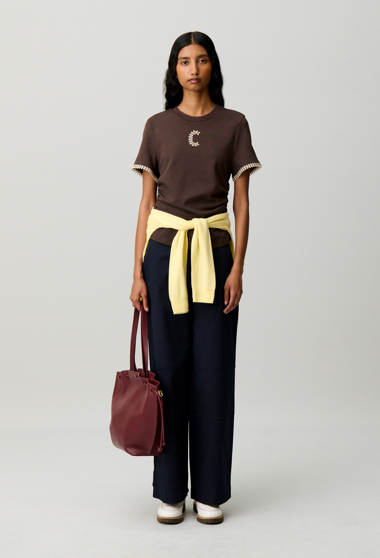 T-Shirt mit drapierten Ärmeln Damen - Braun - Claudie Pierlot
