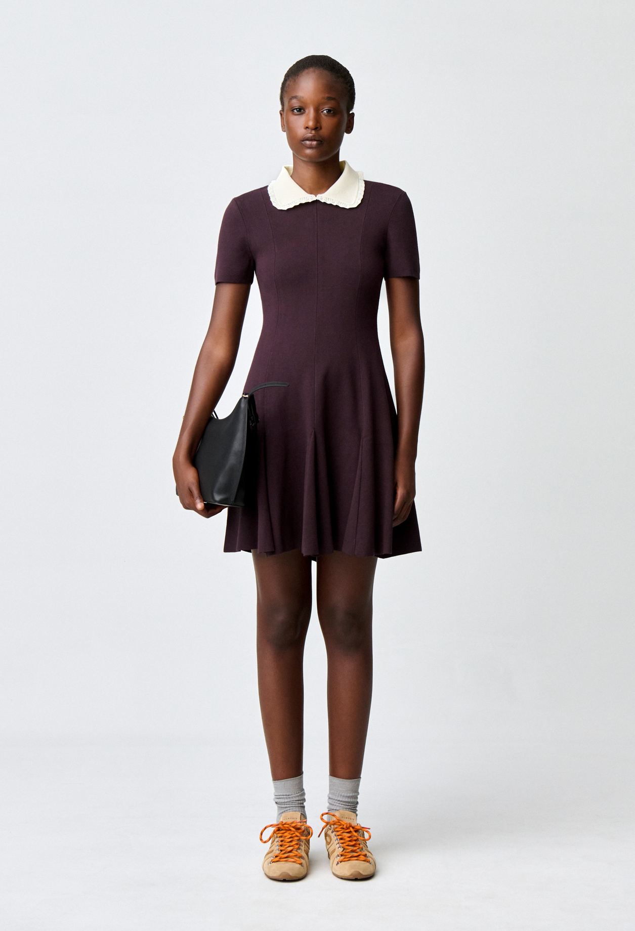 Strick-Skaterkleid, Kontrastkragen Damen - Zweifarbig - Claudie Pierlot