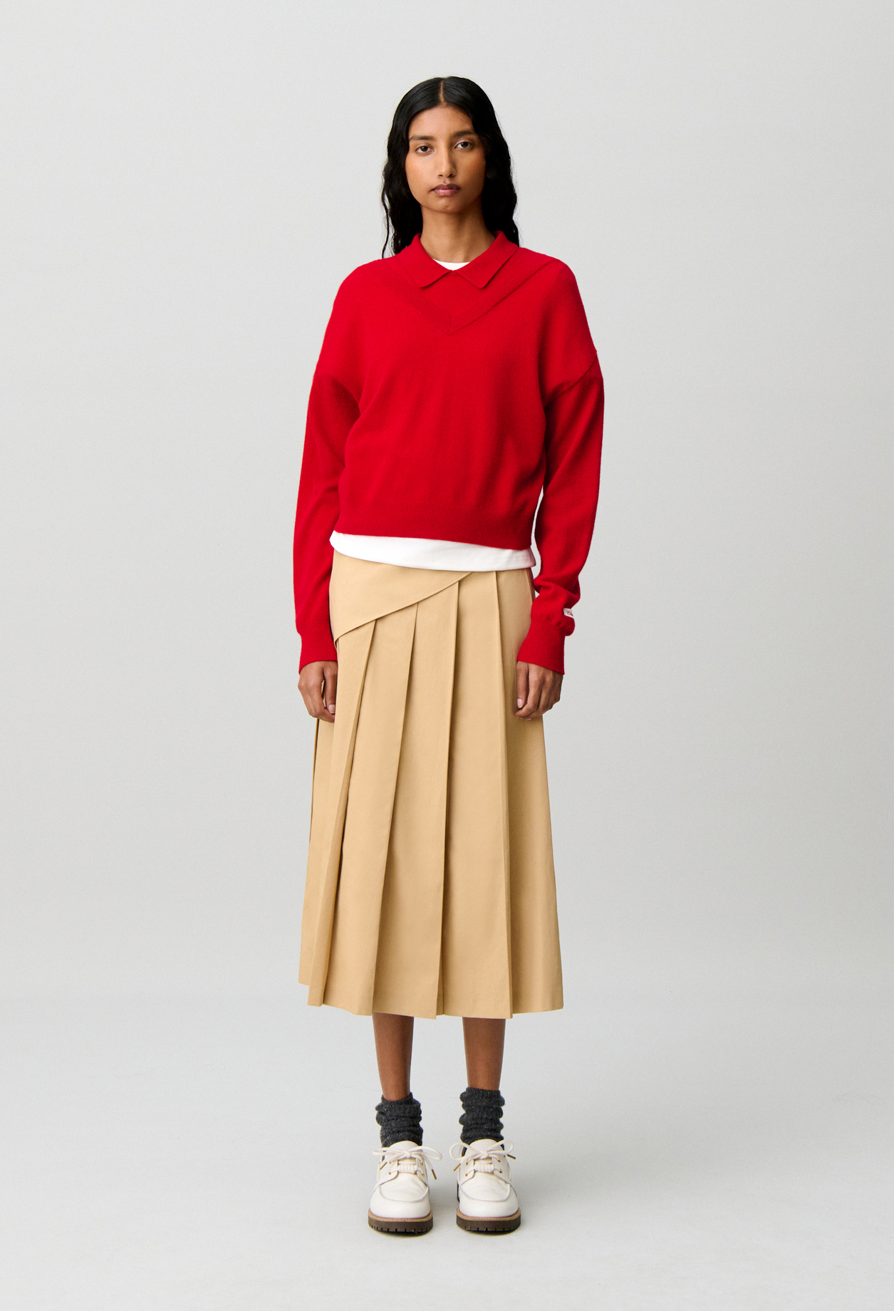 Wollpullover mit V-Ausschnitt Damen - Rot - Claudie Pierlot