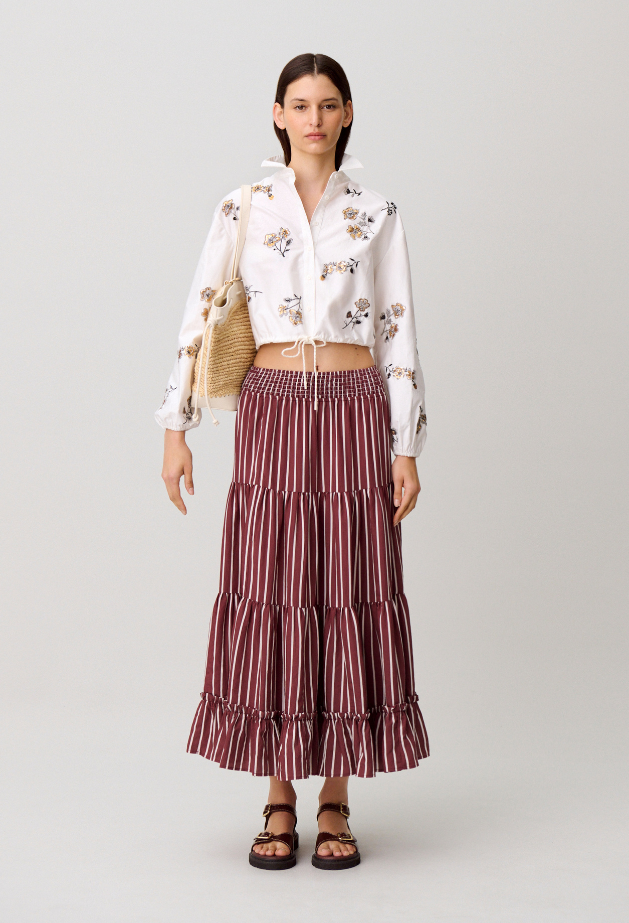 Hemd mit Blumen und Pailletten Damen - Cremefarbene - Claudie Pierlot