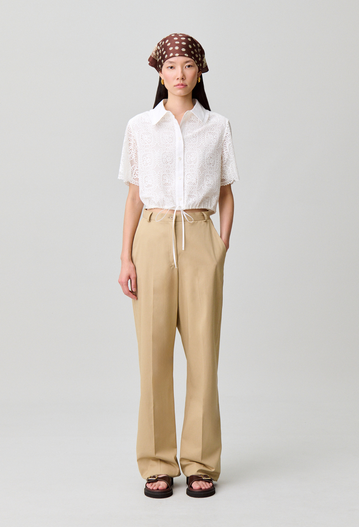 Kurze Spitzenbluse Damen - Weiß - Claudie Pierlot