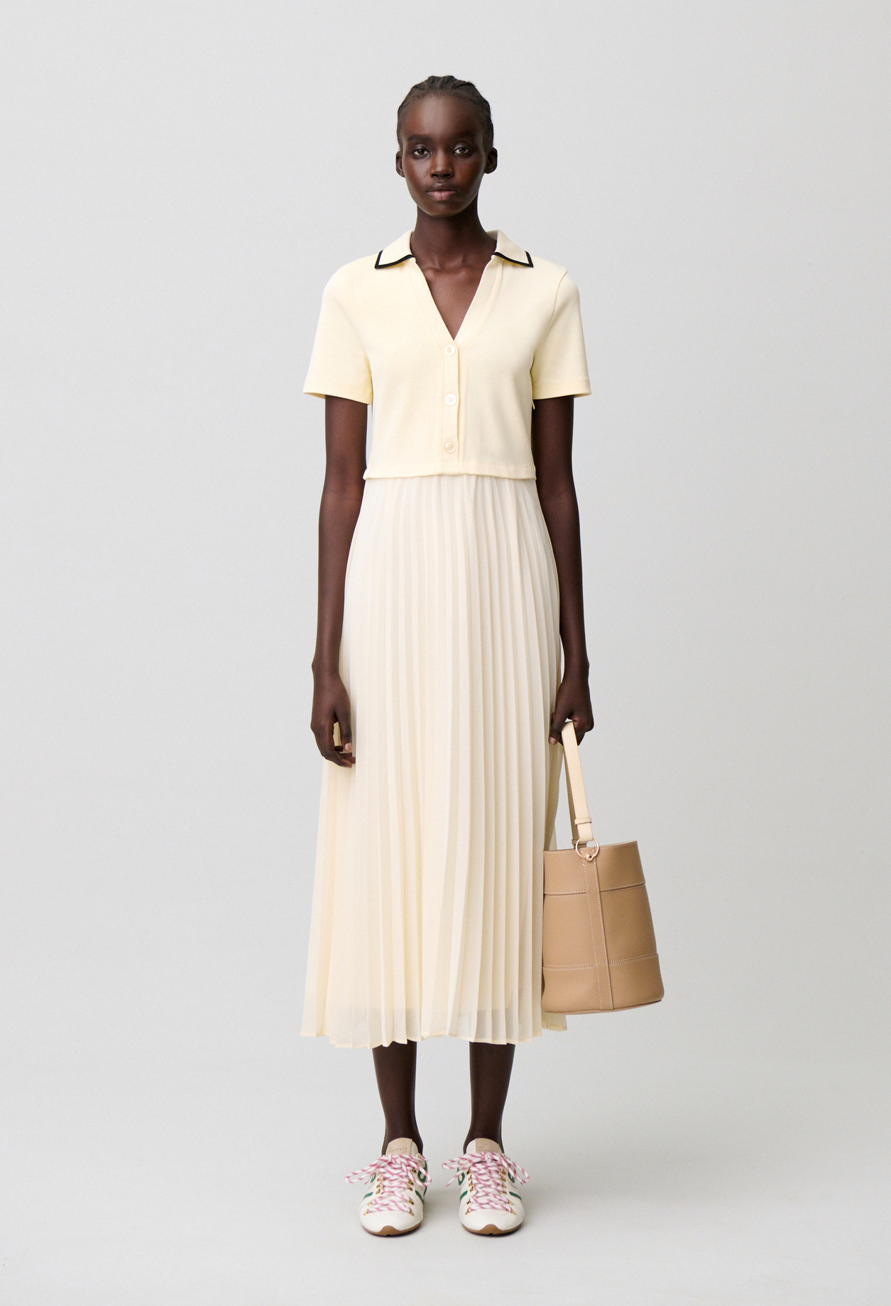 Kleid in Materialmix-Lagenoptik Damen - Vanille - Claudie Pierlot