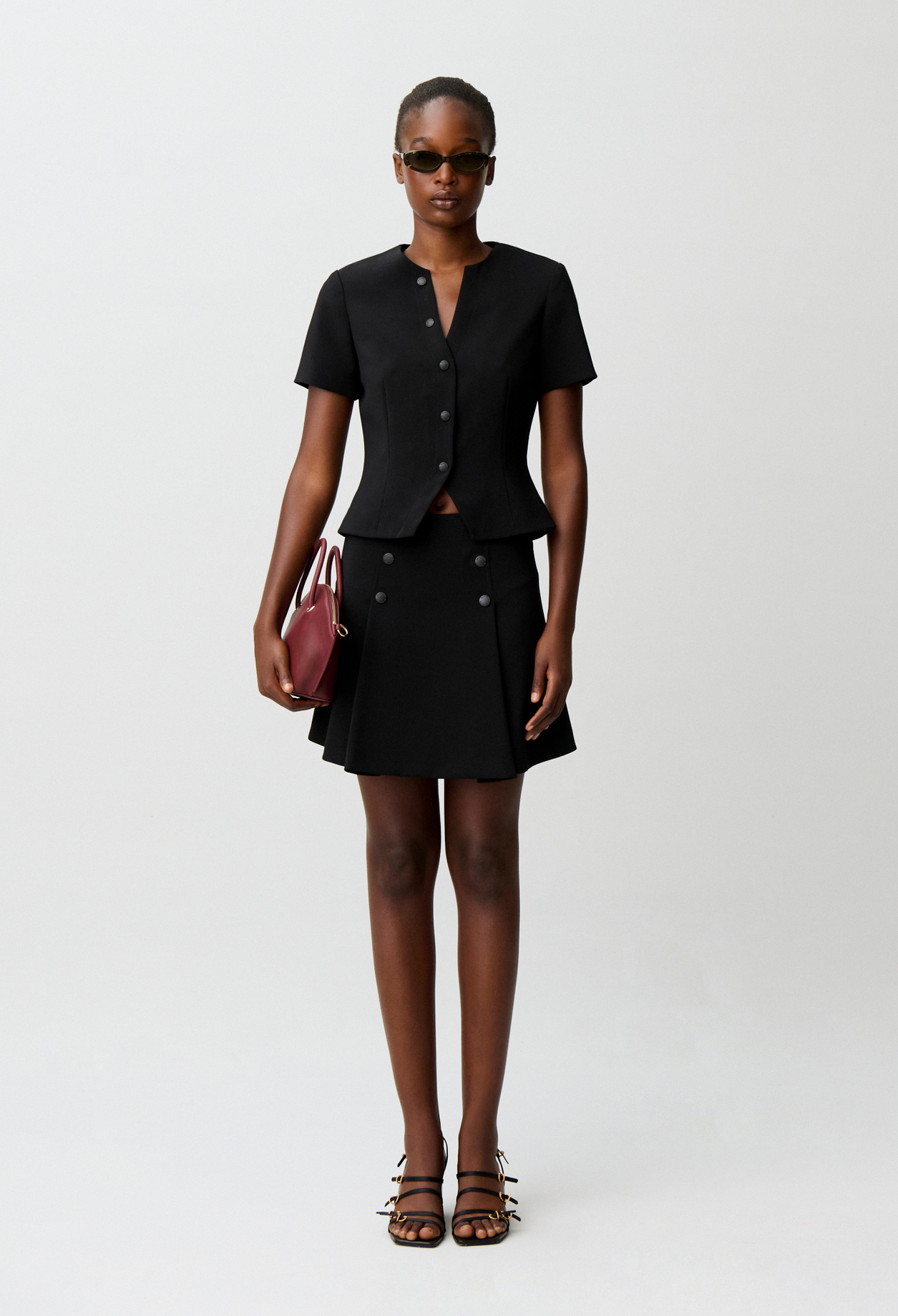 Tailliertes Top mit V-Ausschnitt Damen - Schwarz - Claudie Pierlot