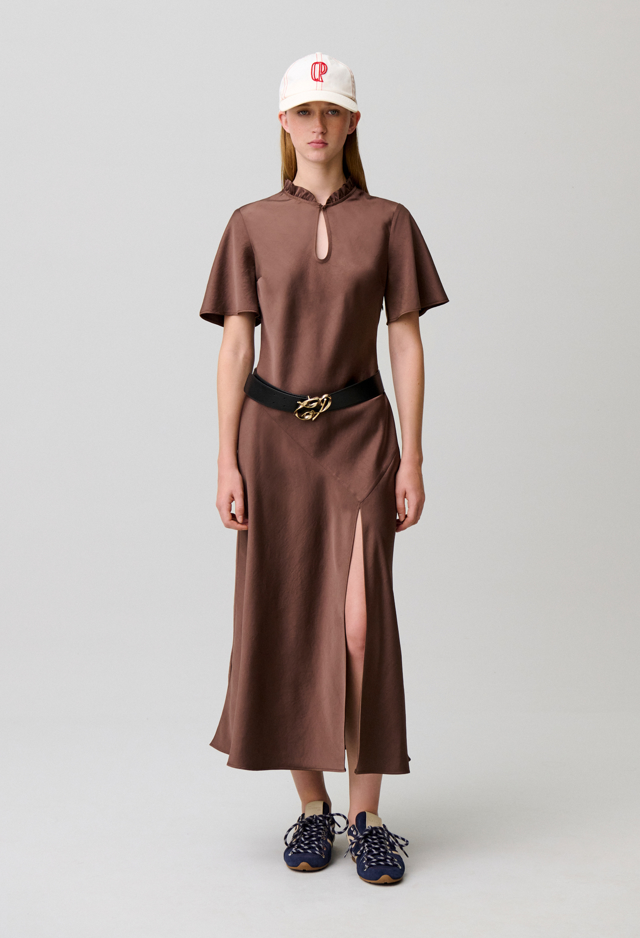 Fließendes Midi-Kleid Damen - Marron glace - Claudie Pierlot