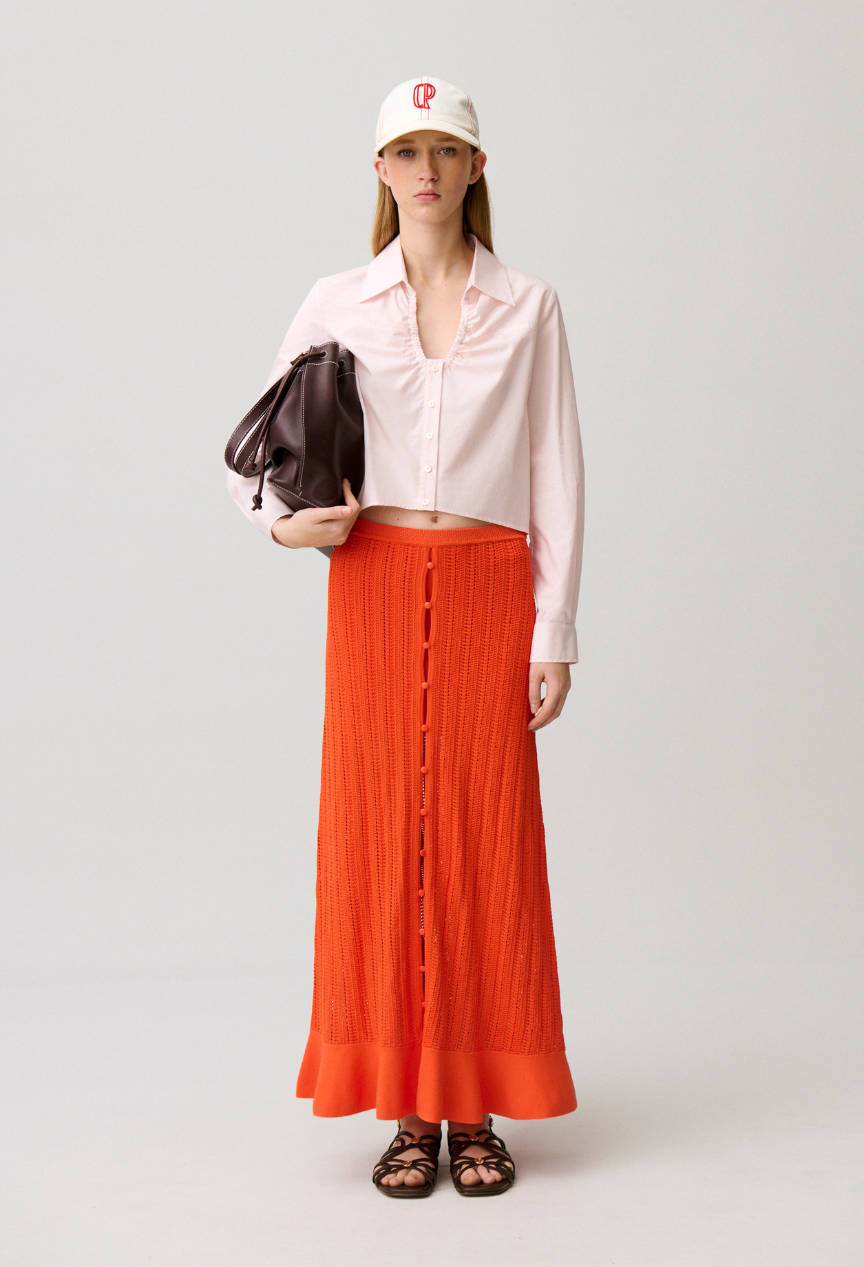 Langer Häkelrock Damen - Orange - Claudie Pierlot