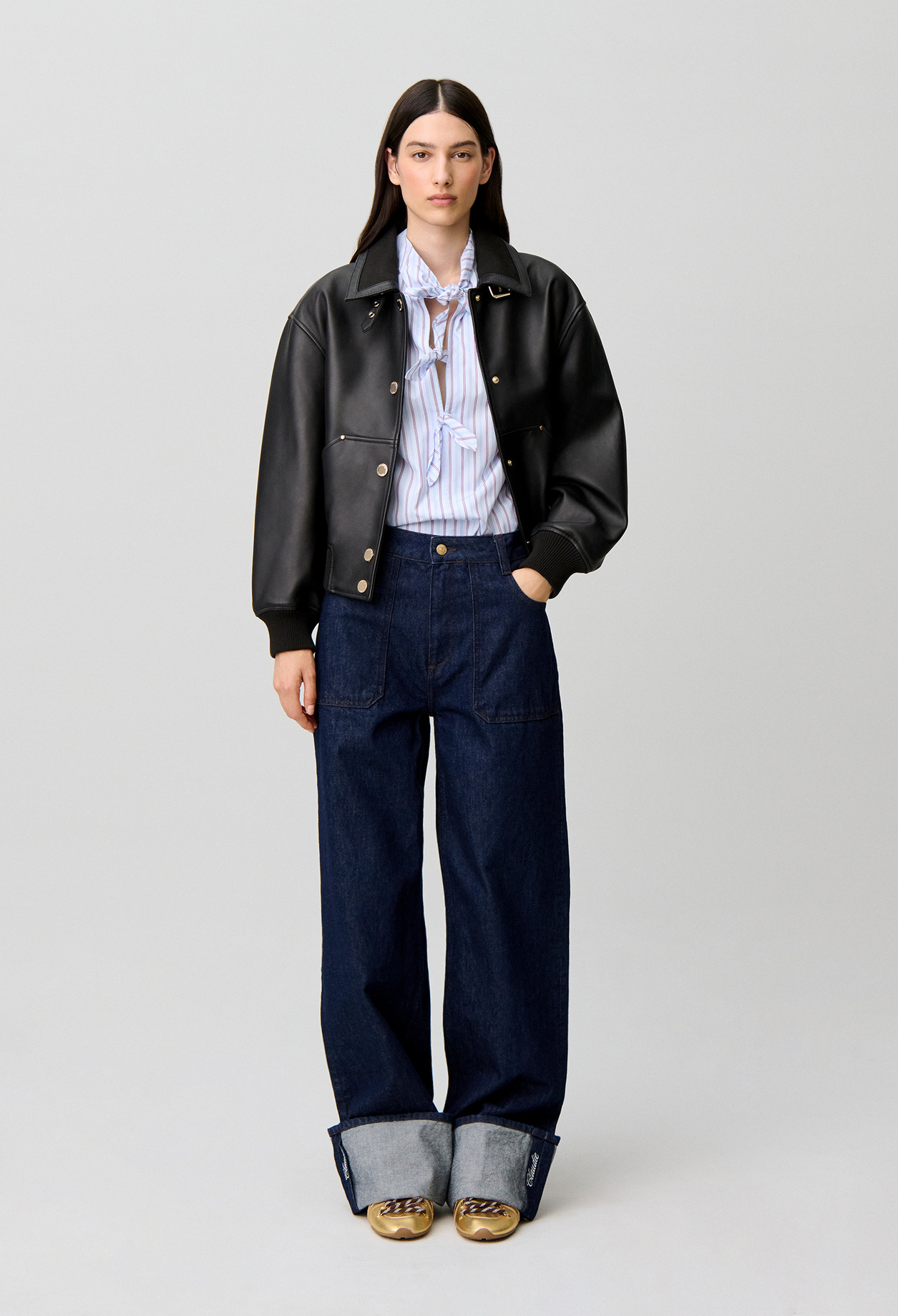 Weite Jeans, bestickter Umschlag Damen - Denim-raw - Claudie Pierlot