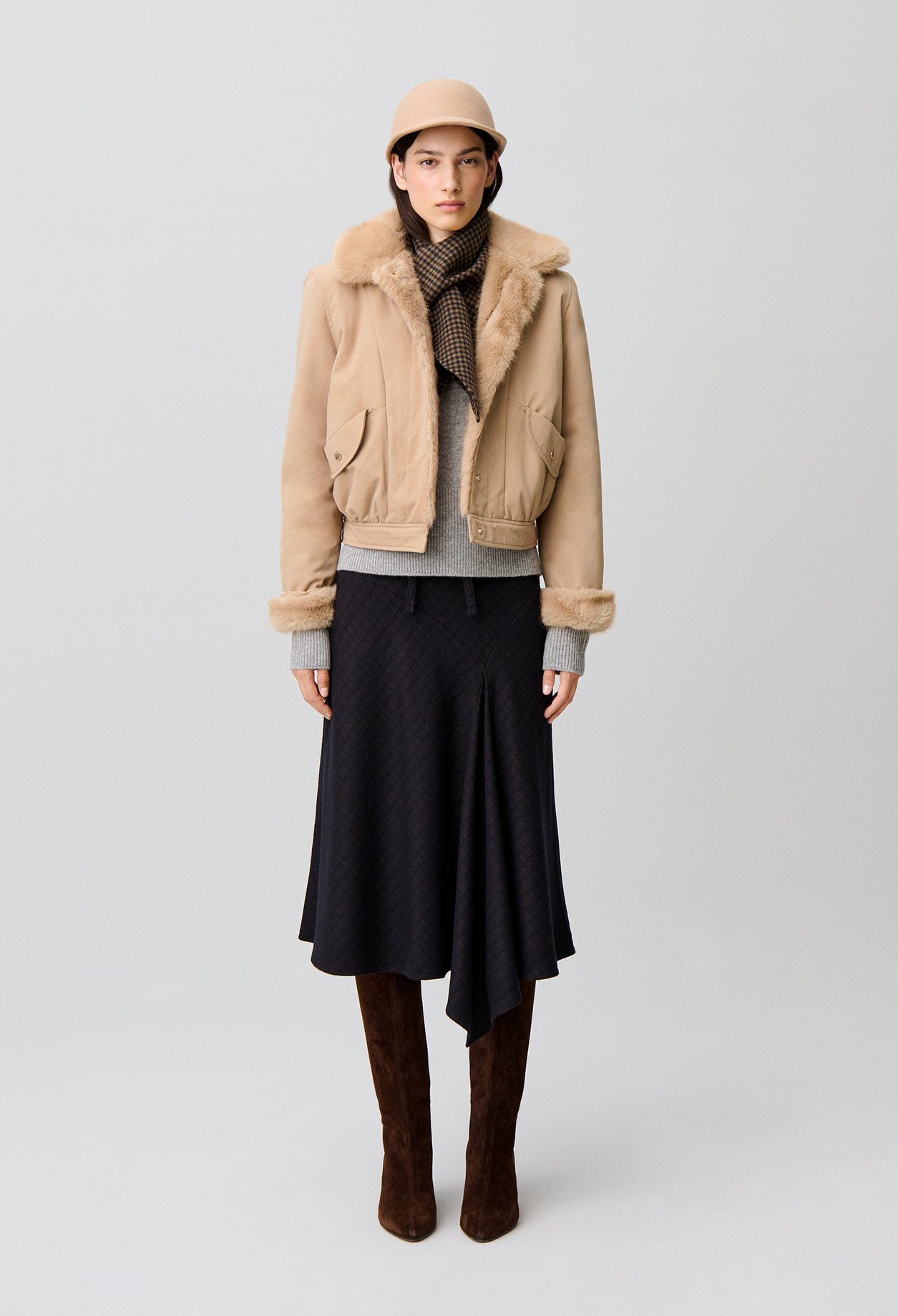 Kurzer Nylon-Wendeparka Damen - Beige - Claudie Pierlot
